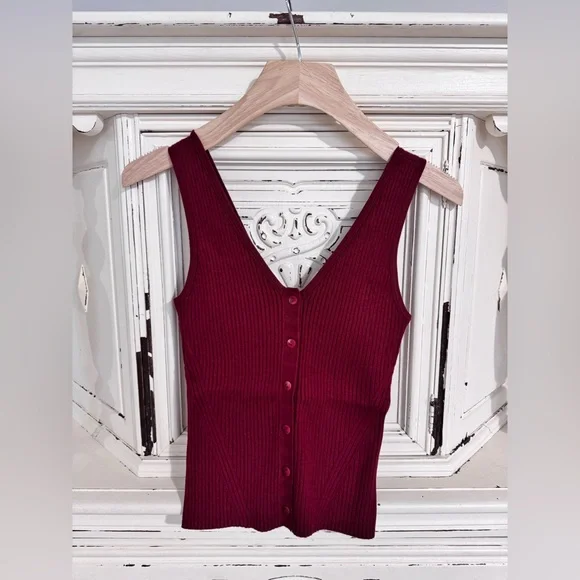 Madewell Ribbed V-Neck Tank Top Button Down • Size S• NWT - Picture 1 of 5